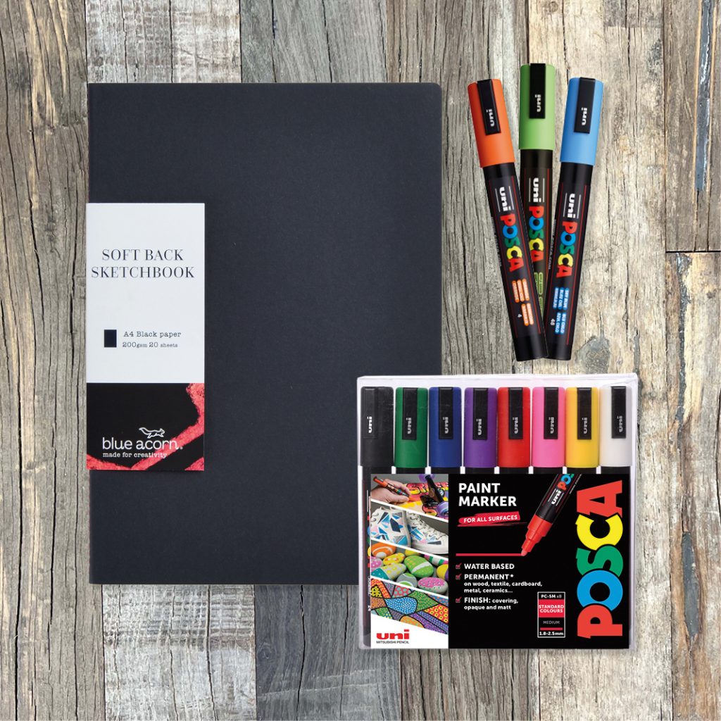 Black Paper Softback & POSCA Standard Set