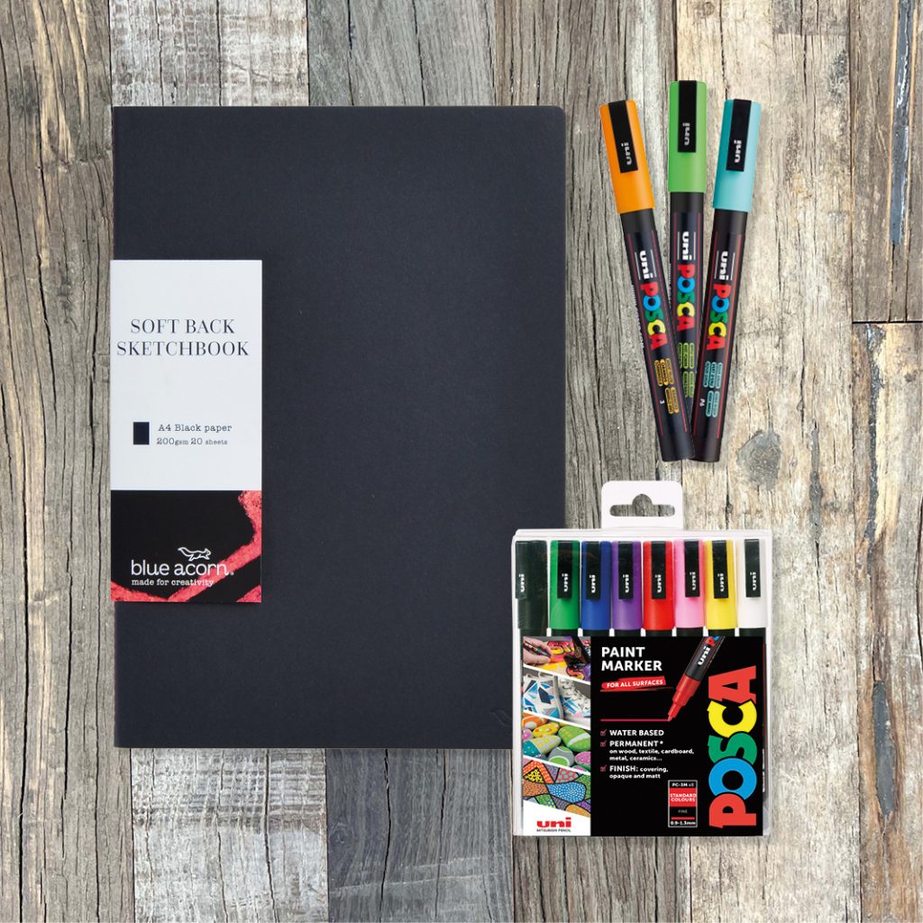 Black Paper Softback & POSCA Starter Set